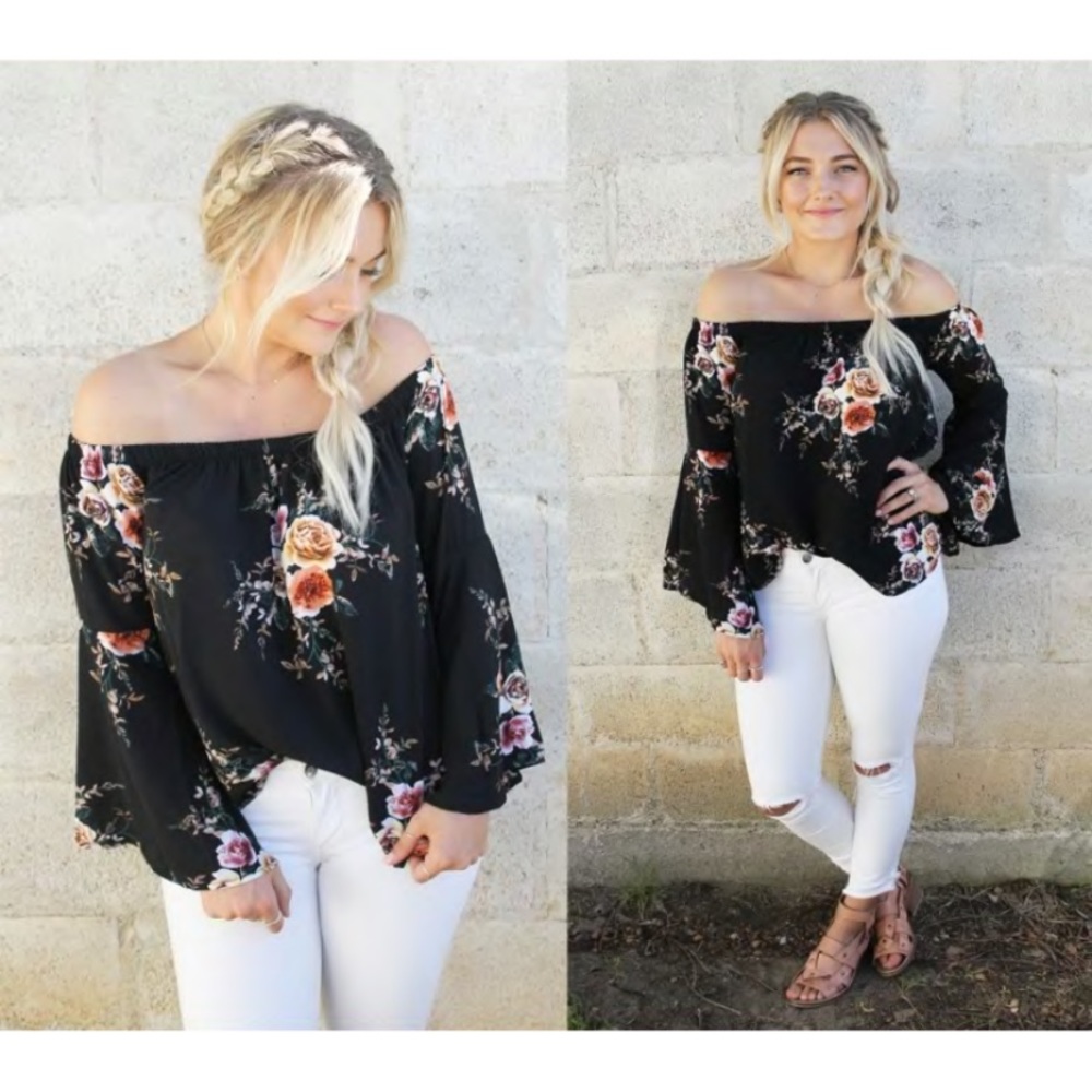Floral Off-The-Shoulder Flowy Blouse